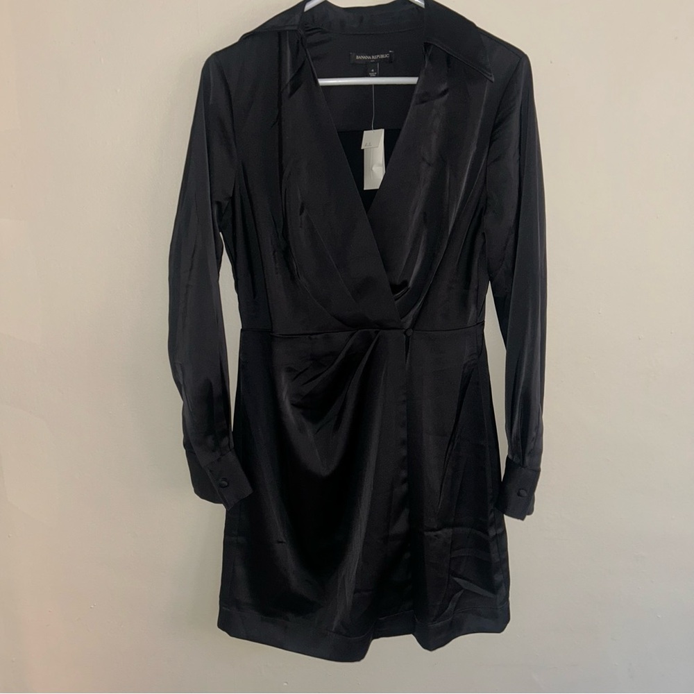NWT Banana Republic Satin Wrap Mini Dress - Picture 1 of 4